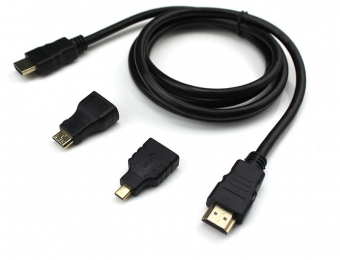 三合一HDMI高清数据线 HDMI转micro/mini转接线连接头