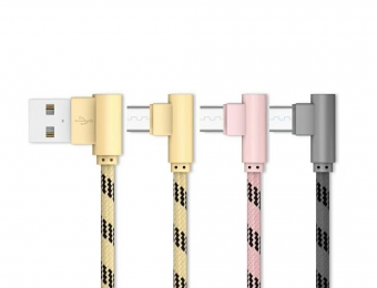 Nylon braided 90° elbow data cable